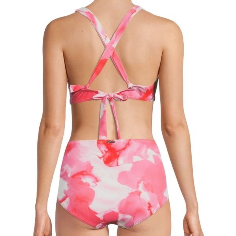 Calvin Klein Pleated Floral Underwire Bikini Top and High Waisted Bottom XS NWT - Picture 2 of 9